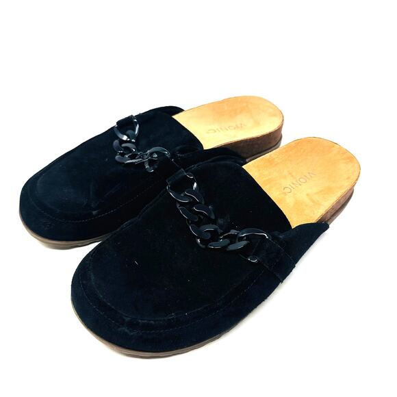 Vionic Black Suede Chain Mules Comfort Slip On Clogs Shoes Women’s Size 10 - Picture 1 of 11